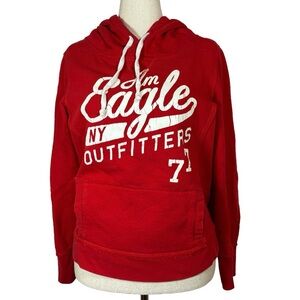 American Eagle Outfitters Red Graphic Hoodie Sweatshirt | Size L